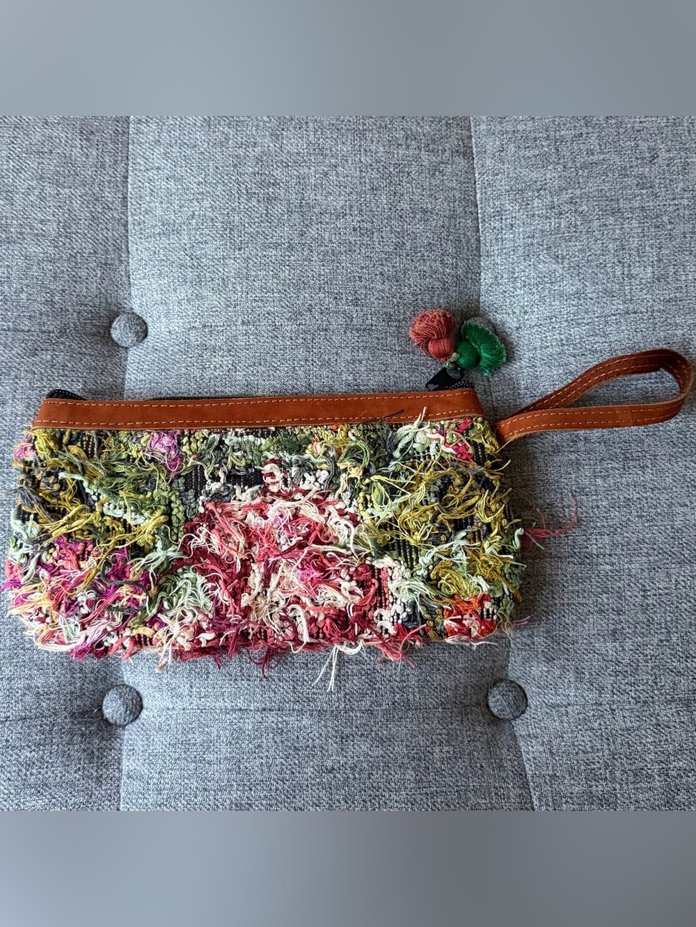 Boho Multicolor Fringed Wristlet Clutch Handmade